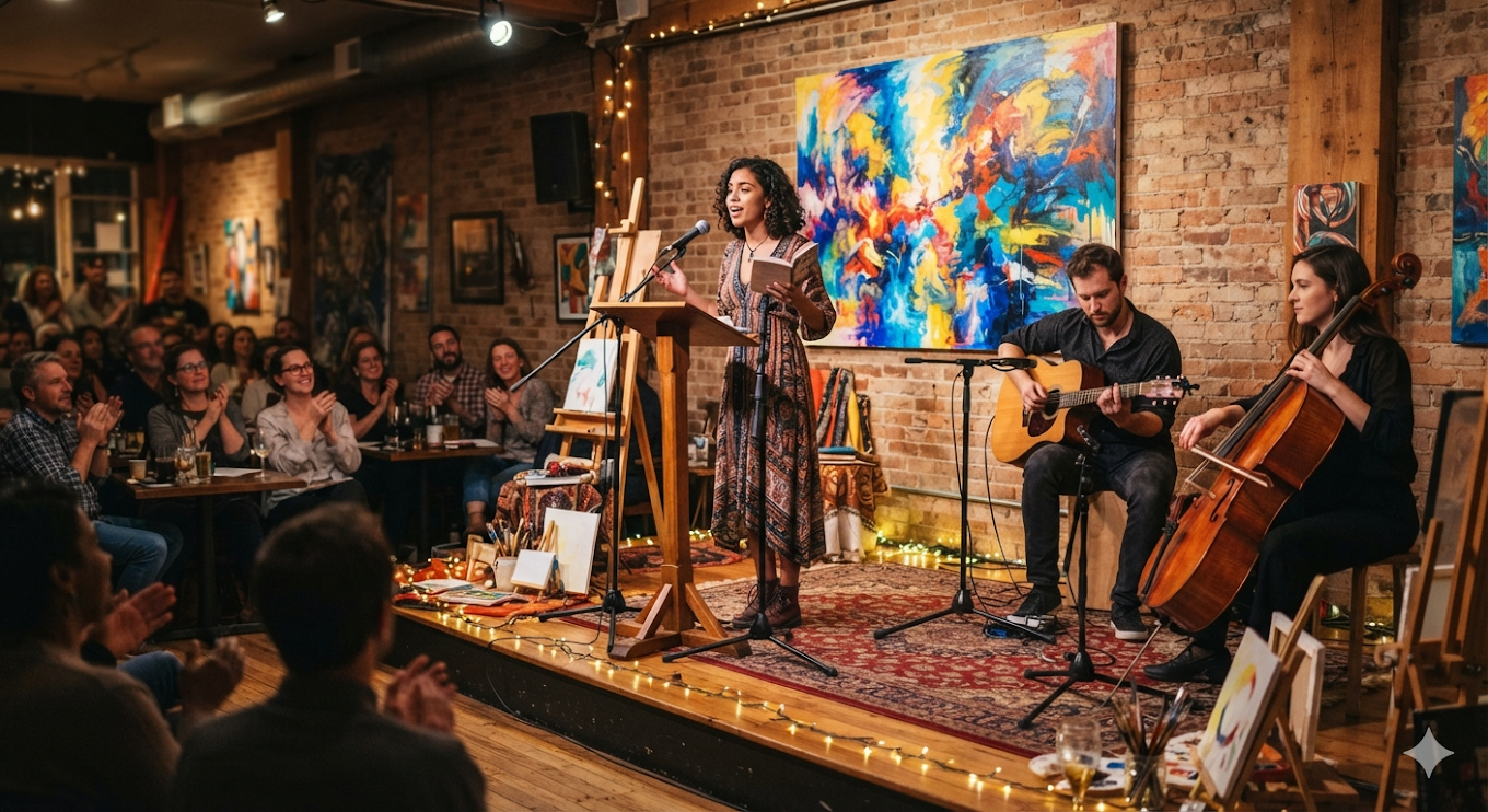 A creative live music and recitation performance